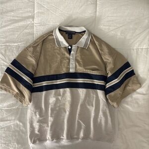Chaps Men's Polo Shirt - Tan, White, and Navy